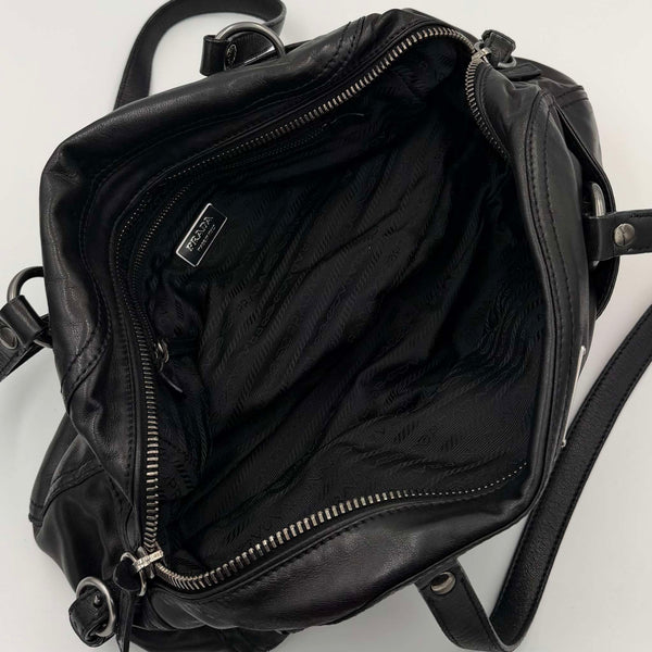 Prada Pocket Nappa Black Leather Shoulder Bag