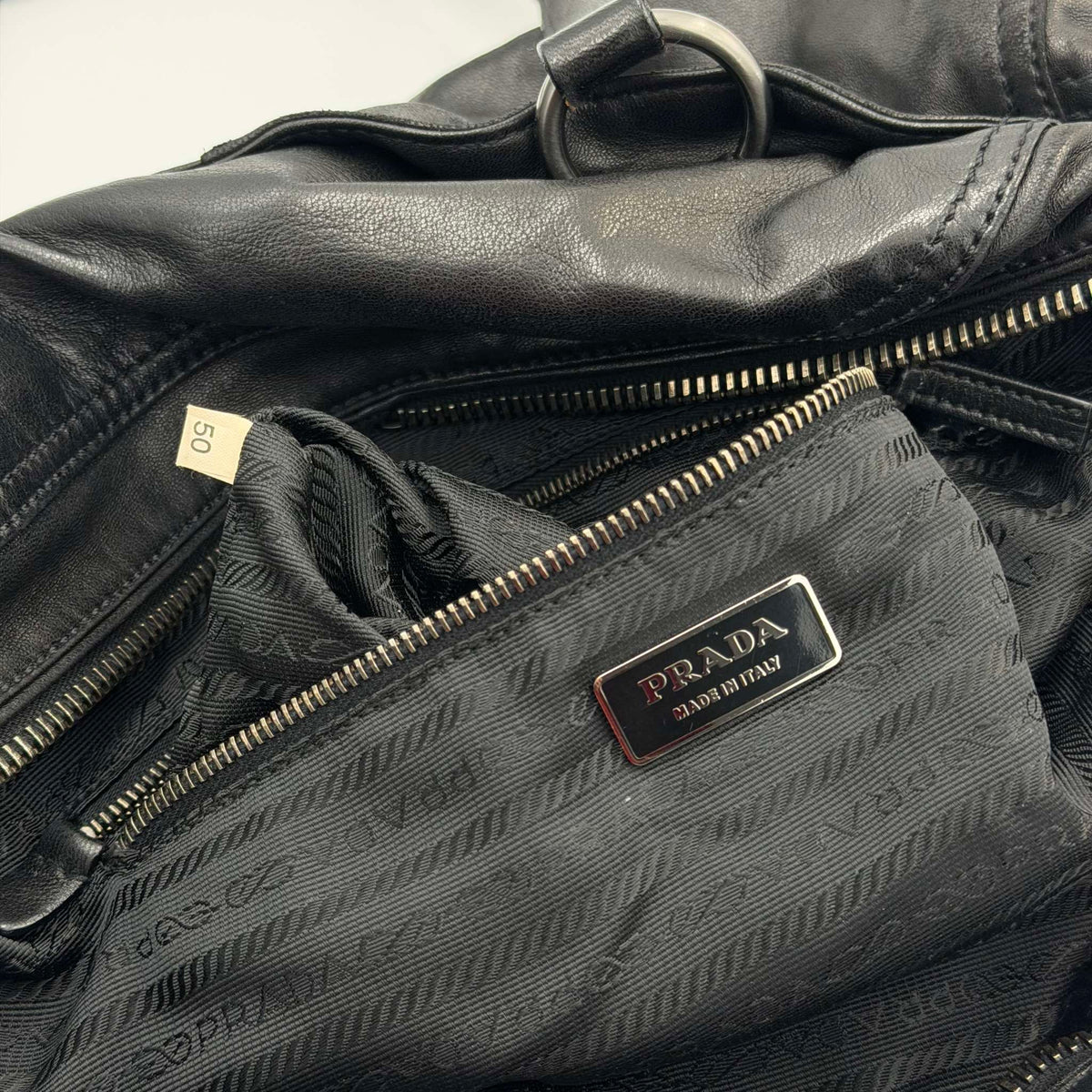 Prada Pocket Nappa Black Leather Shoulder Bag