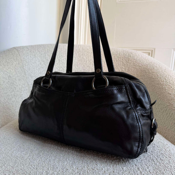 Prada Pocket Nappa Black Leather Shoulder Bag