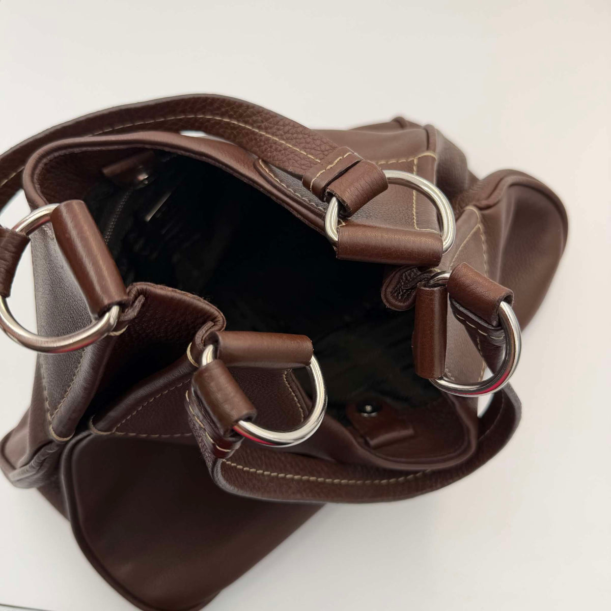 Prada Vitello Daino Brown Leather Shoulder Bag