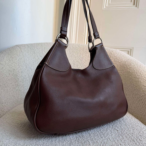 Prada Vitello Daino Brown Leather Shoulder Bag