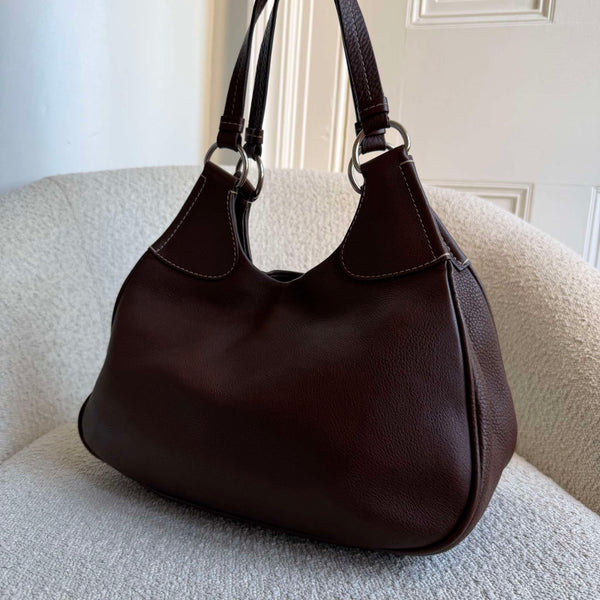 Prada Vitello Daino Brown Leather Shoulder Bag