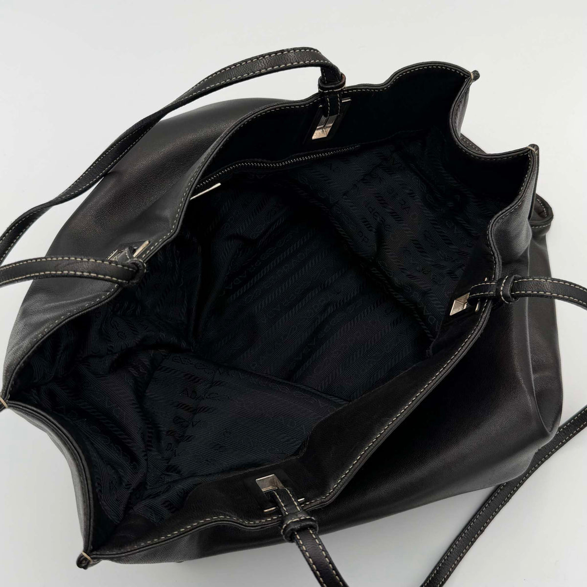Prada Vitello Daino Black Leather Shoulder Bag