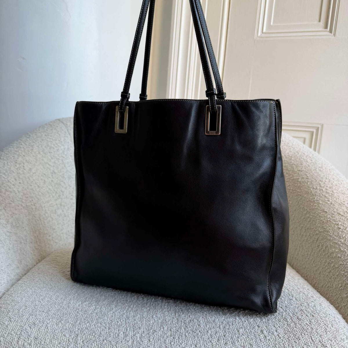 Prada Vitello Daino Black Leather Shoulder Bag