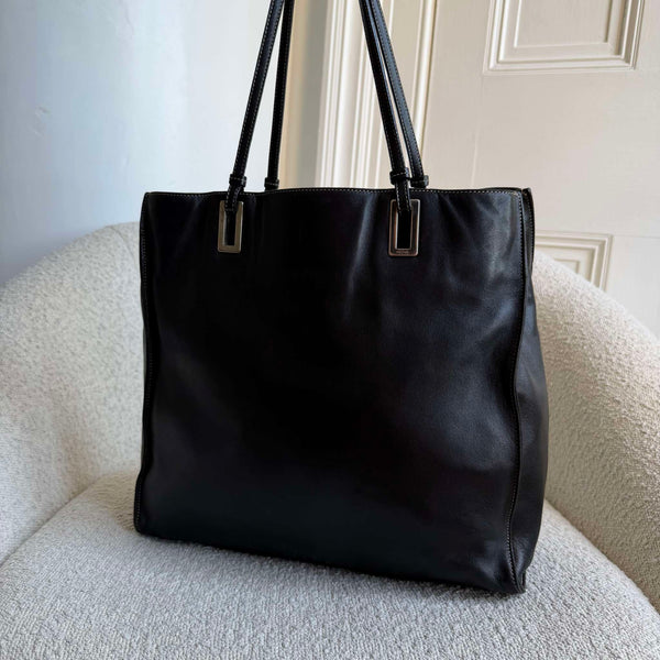 Prada Vitello Daino Black Leather Shoulder Bag