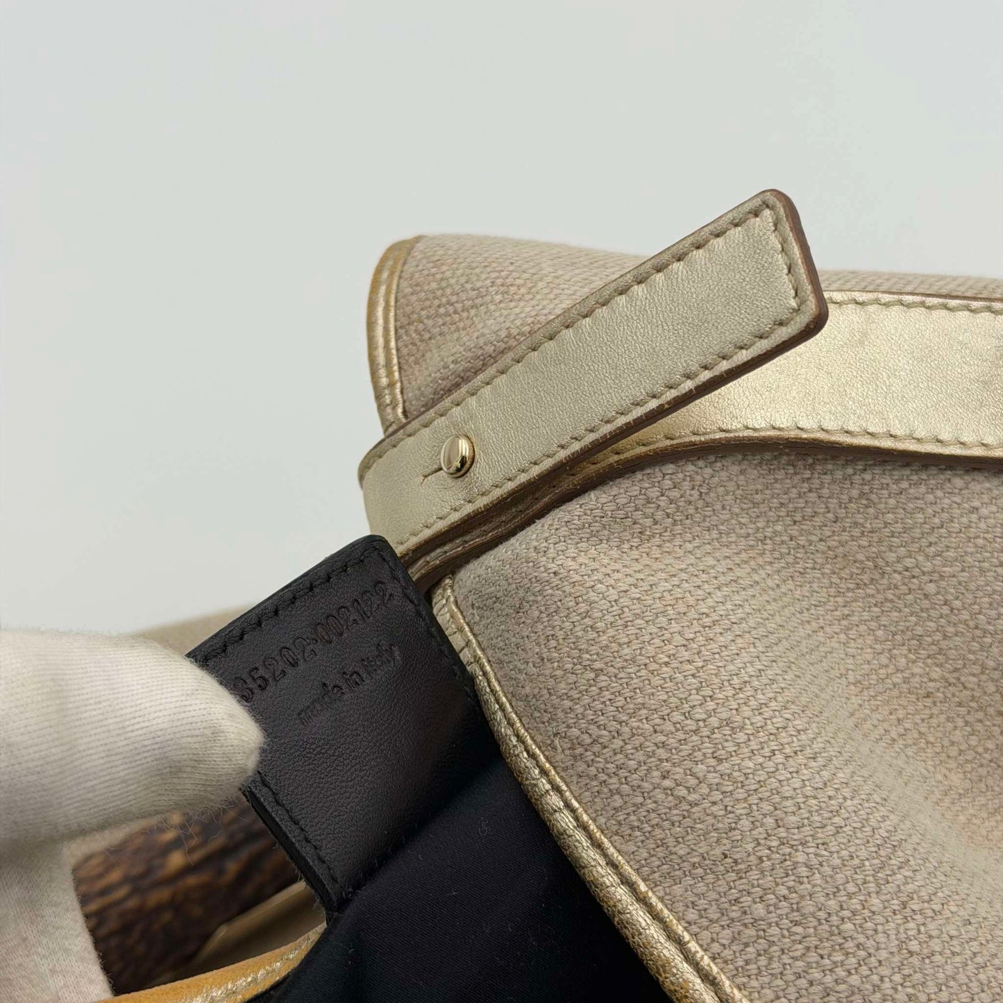 RARE 2000s YSL Mombasa Canvas Beige Shoulder Bag
