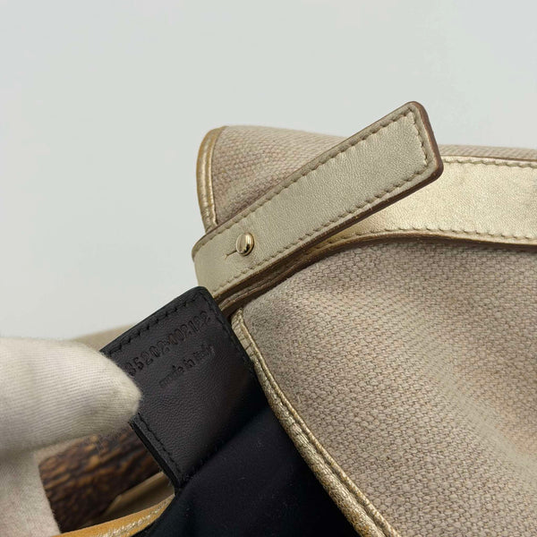 RARE 2000s YSL Mombasa Canvas Beige Shoulder Bag