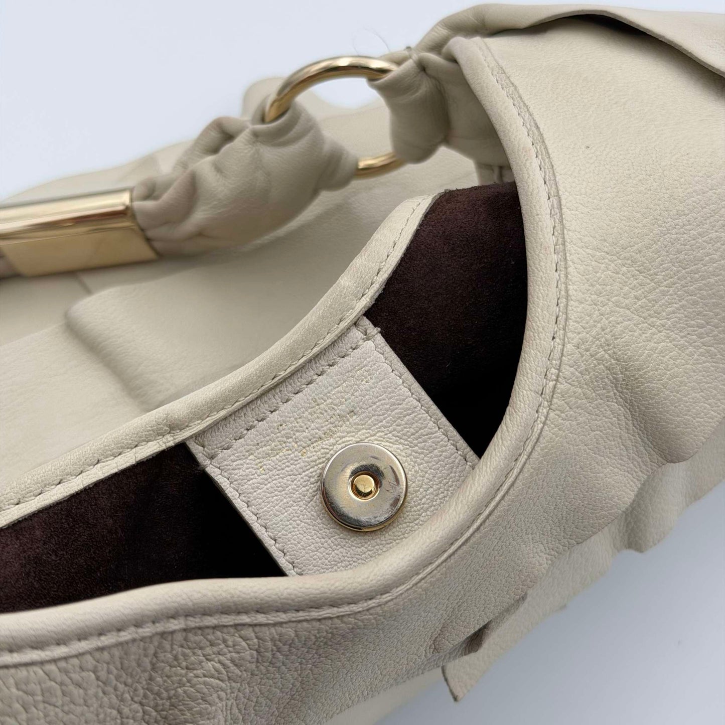 2000s YSL Saint Tropez Leather Cream Shoulder Bag
