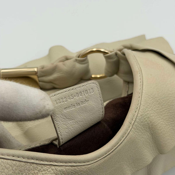 2000s YSL Saint Tropez Leather Cream Shoulder Bag