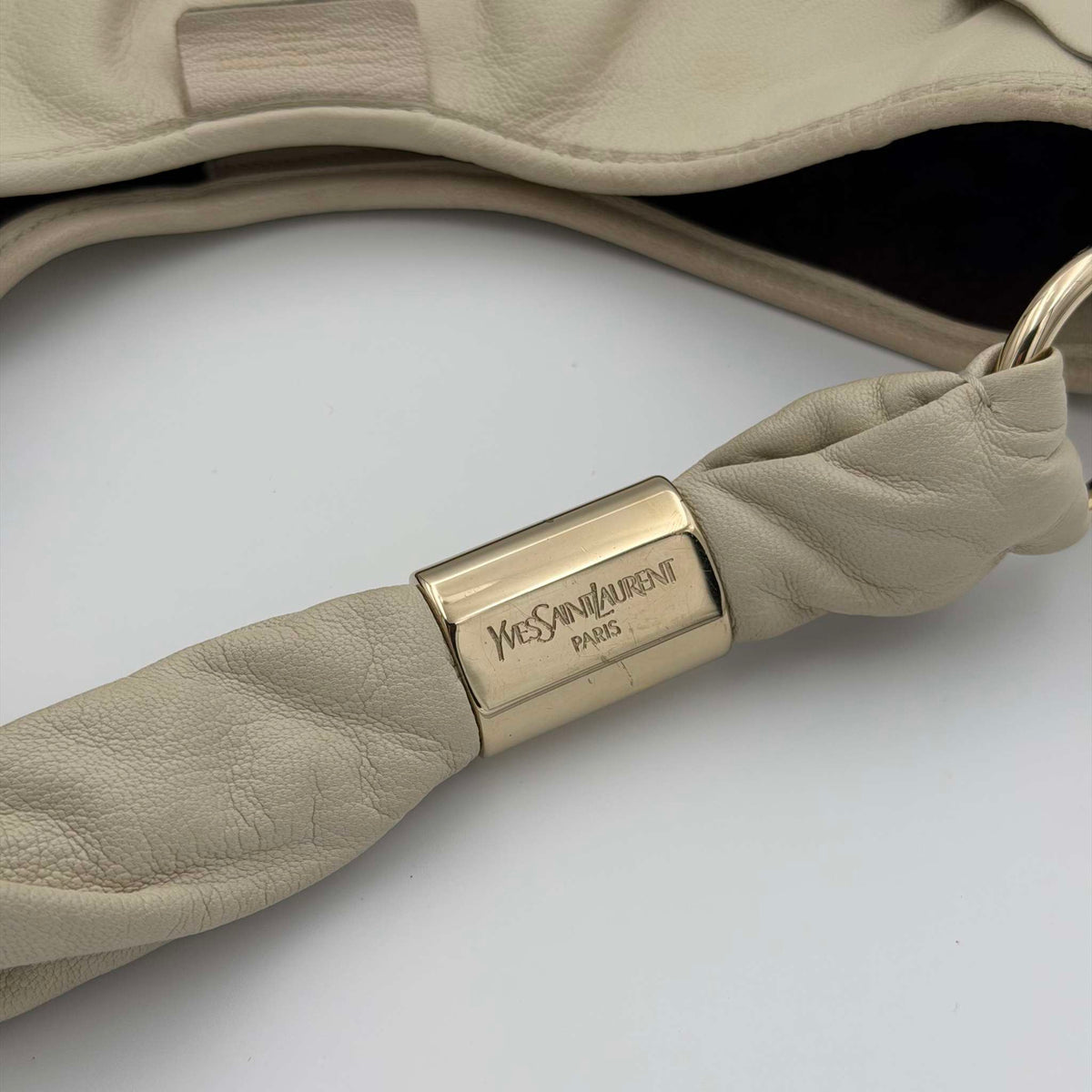 2000s YSL Saint Tropez Leather Cream Shoulder Bag
