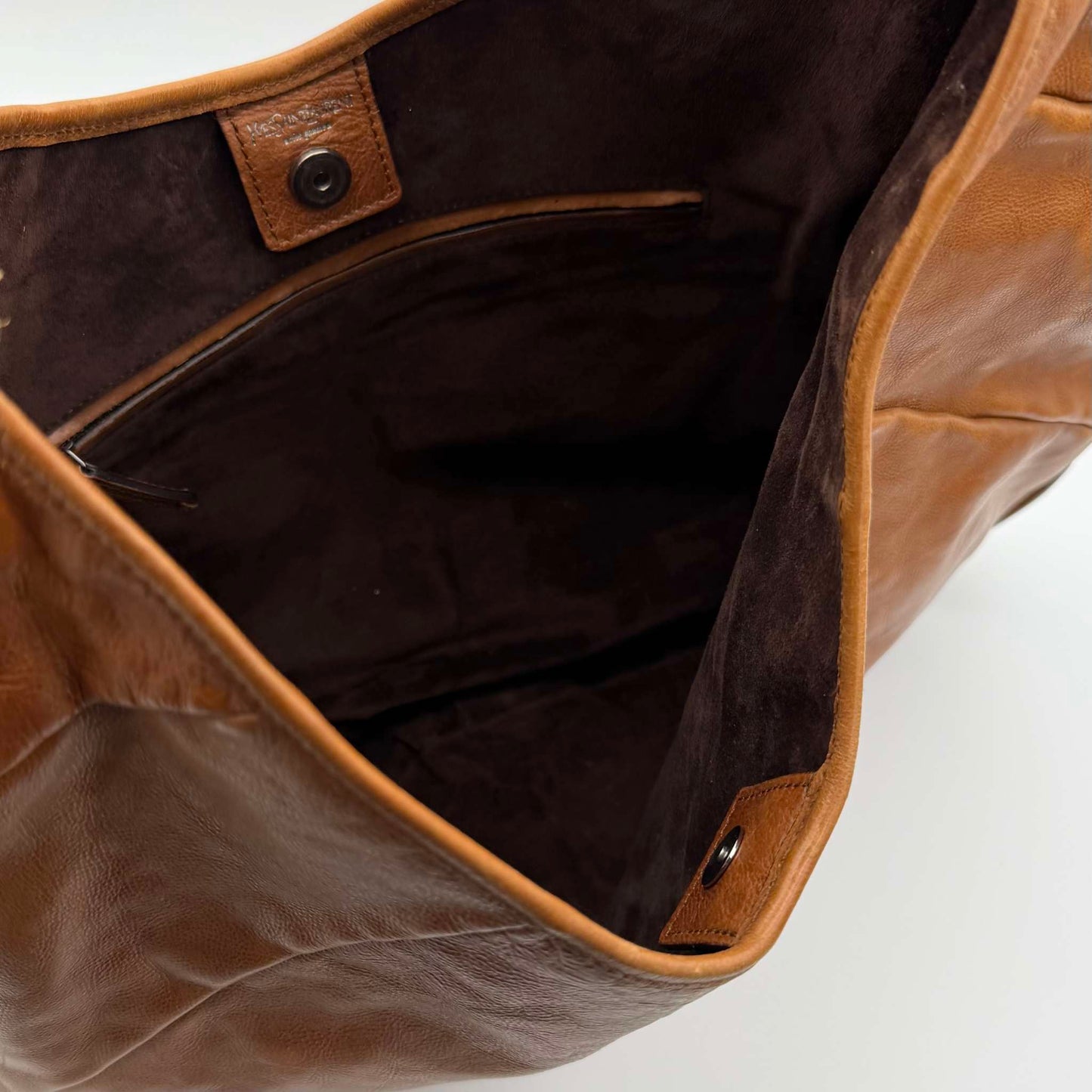 2000s YSL Mombasa Leather Brown Large Shoulder Bag