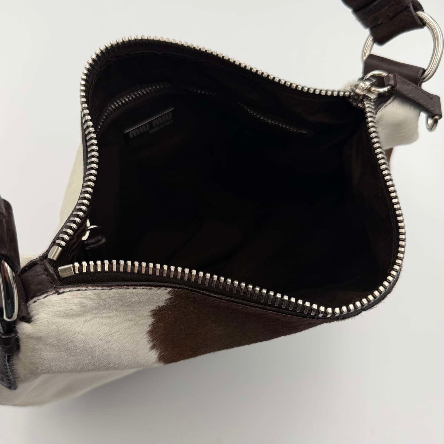 RARE Archive Miu Miu Cow Print Brown Leather Shoulder Bag