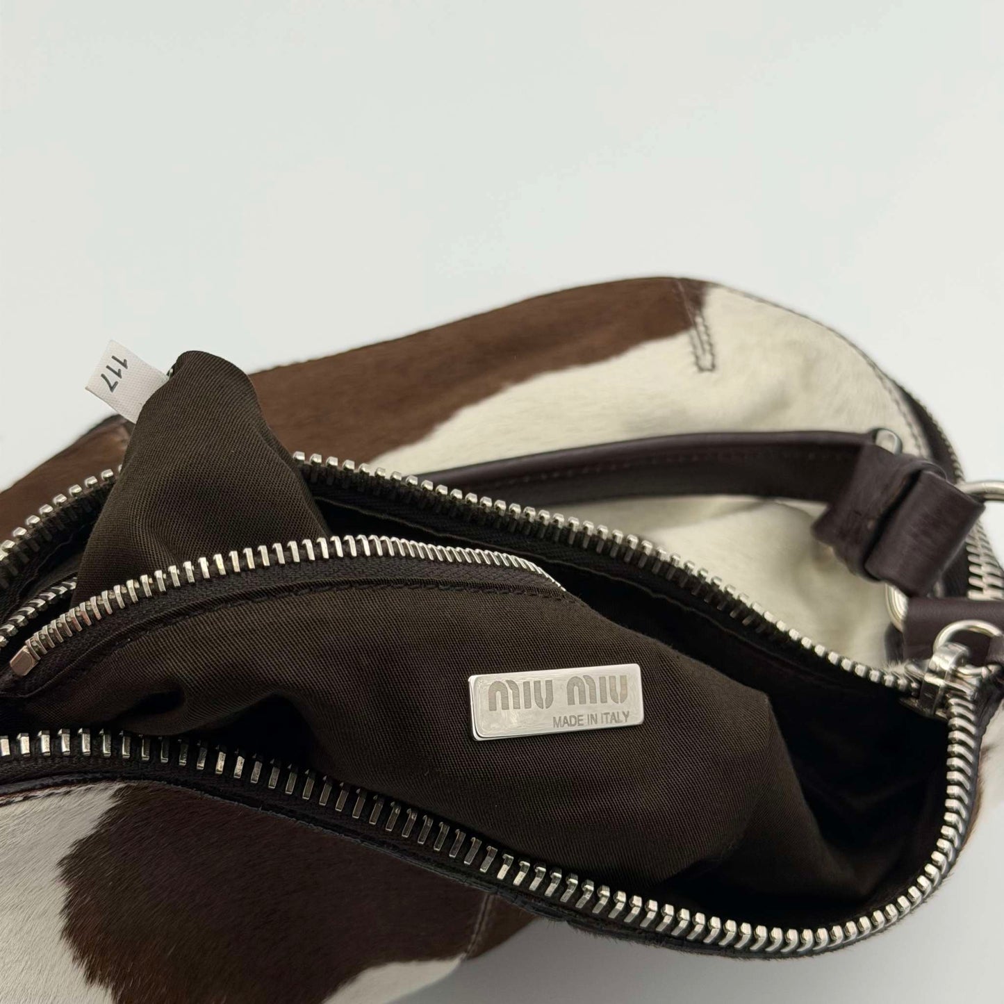 RARE Archive Miu Miu Cow Print Brown Leather Shoulder Bag