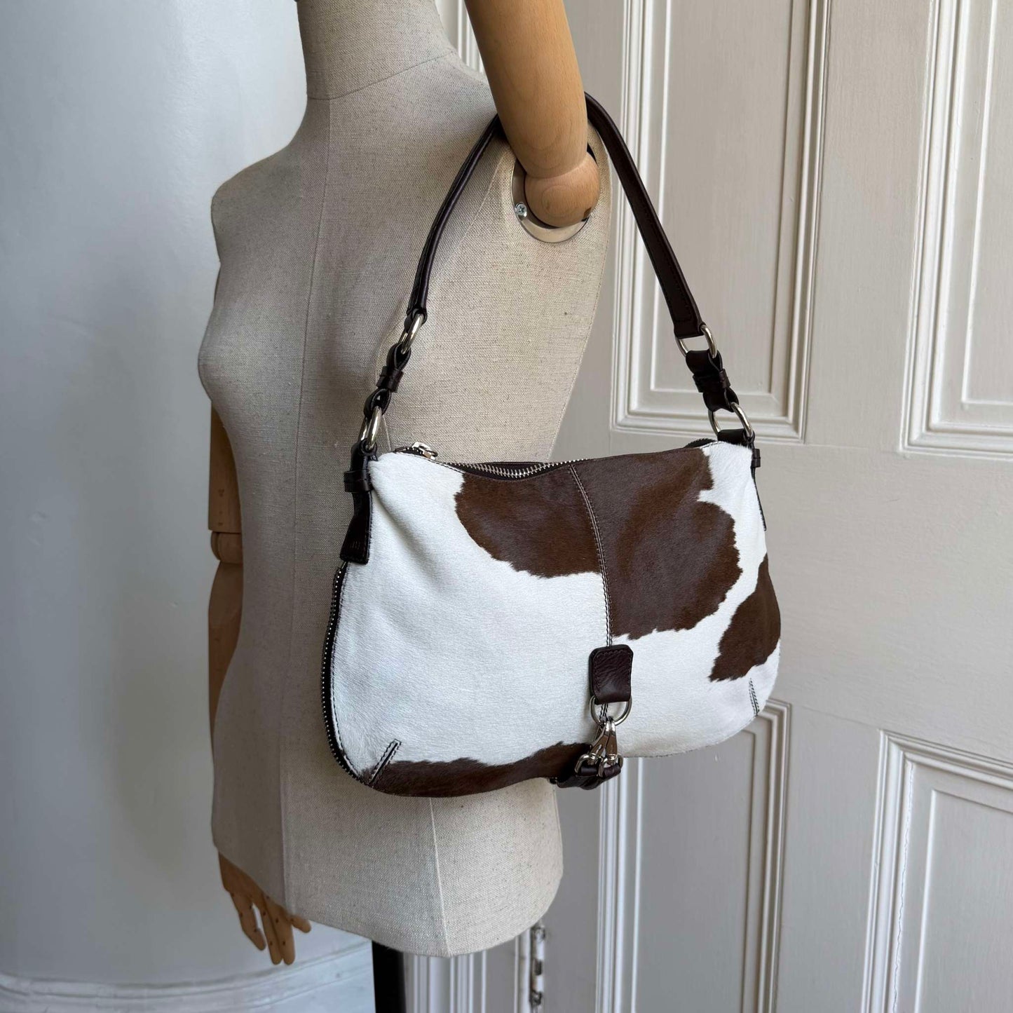 RARE Archive Miu Miu Cow Print Brown Leather Shoulder Bag