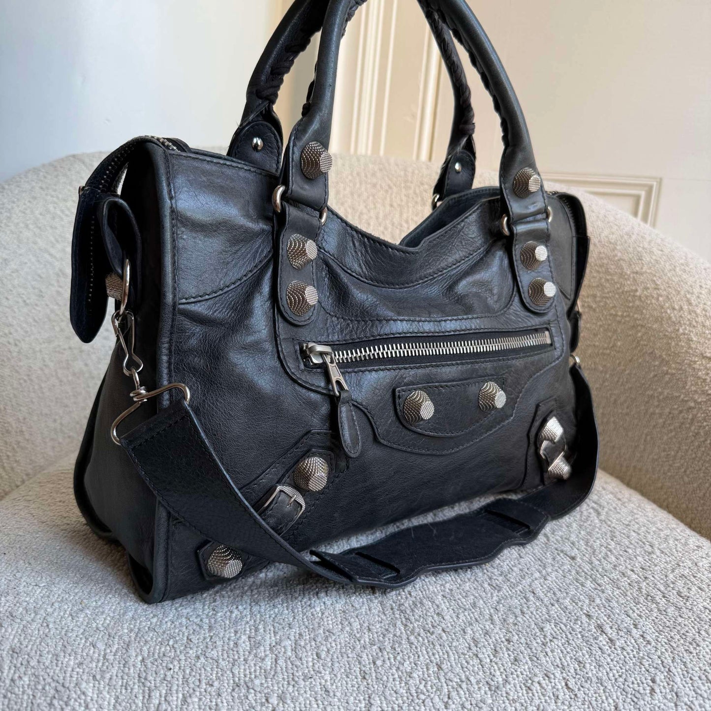 2010 Balenciaga The Giant City 21 Leather Black Bag