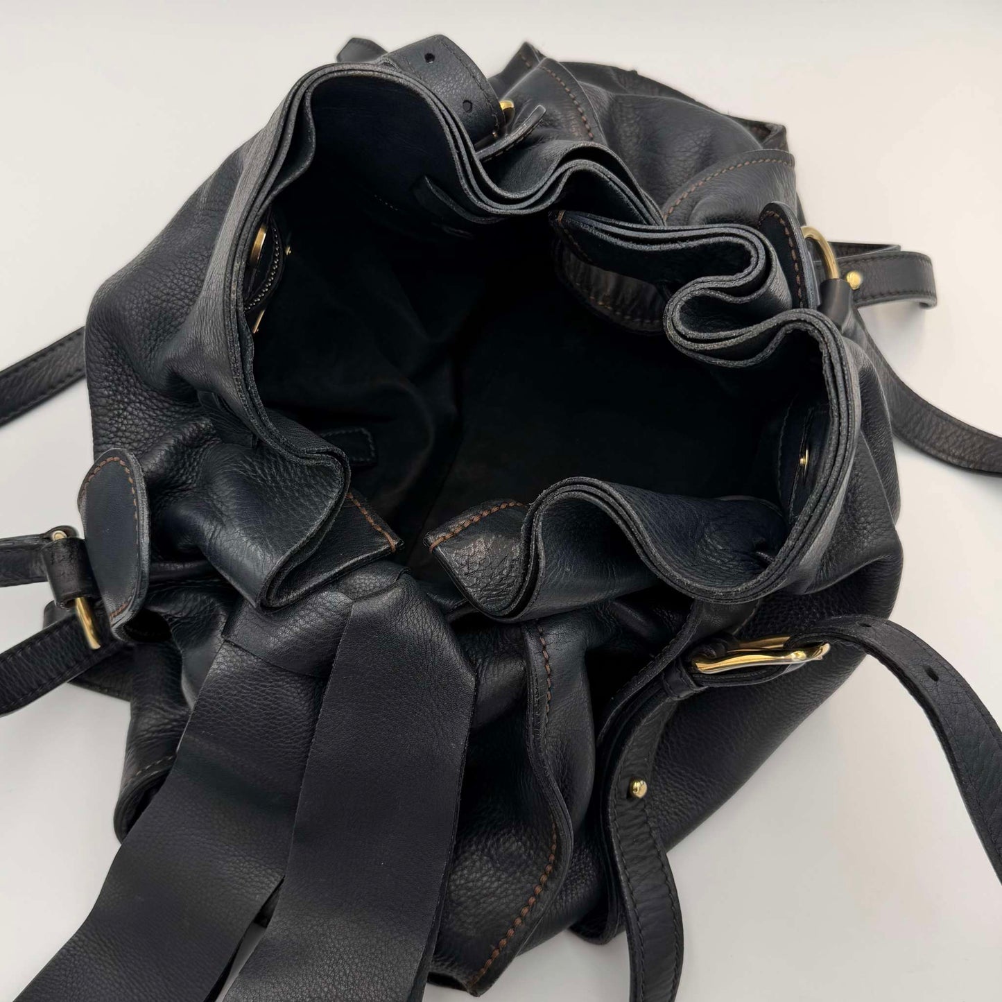 Miu Miu Vitello Black Leather Tote Bag