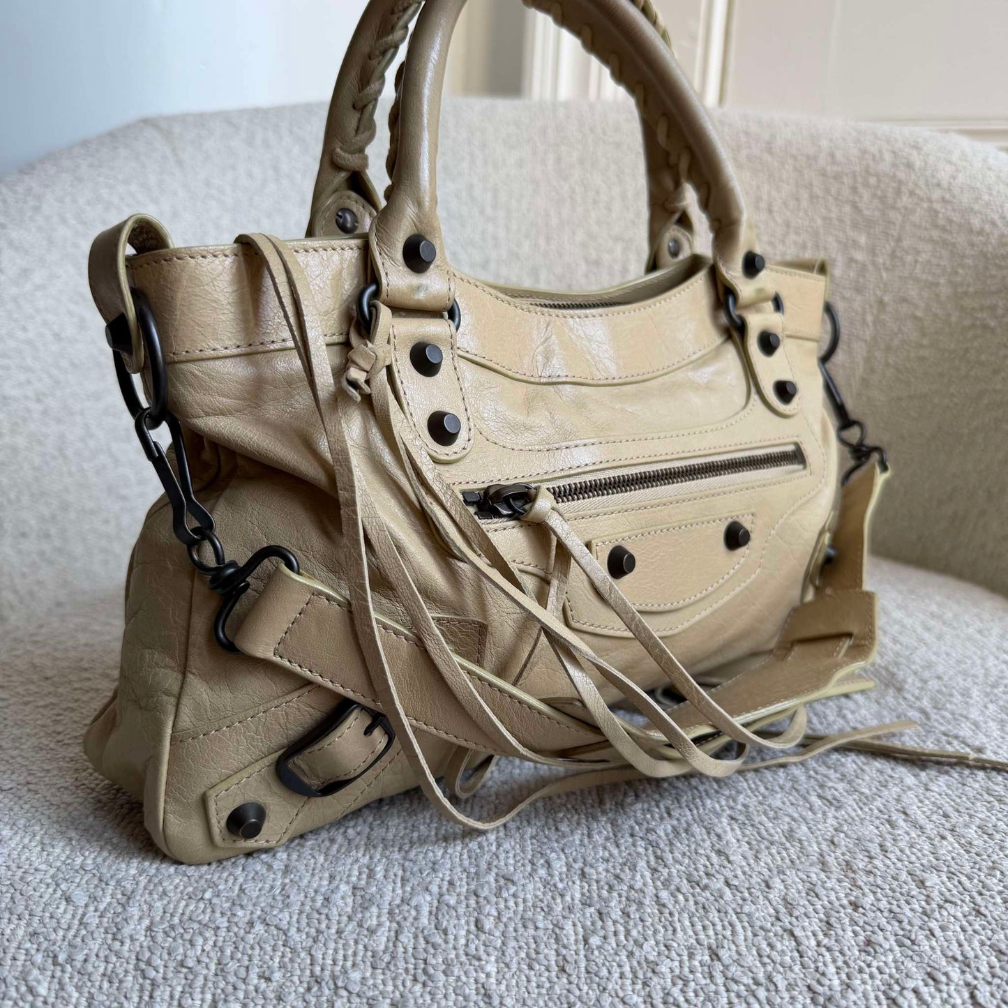 2013 Balenciaga First Cream Beige Leather Handbag