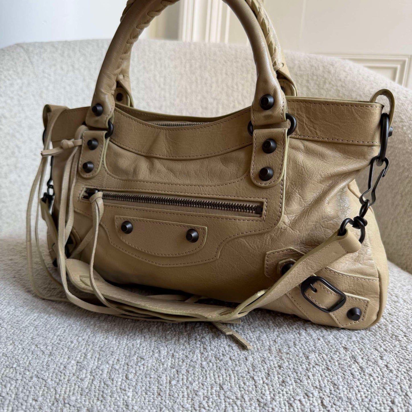 2013 Balenciaga First Cream Beige Leather Handbag