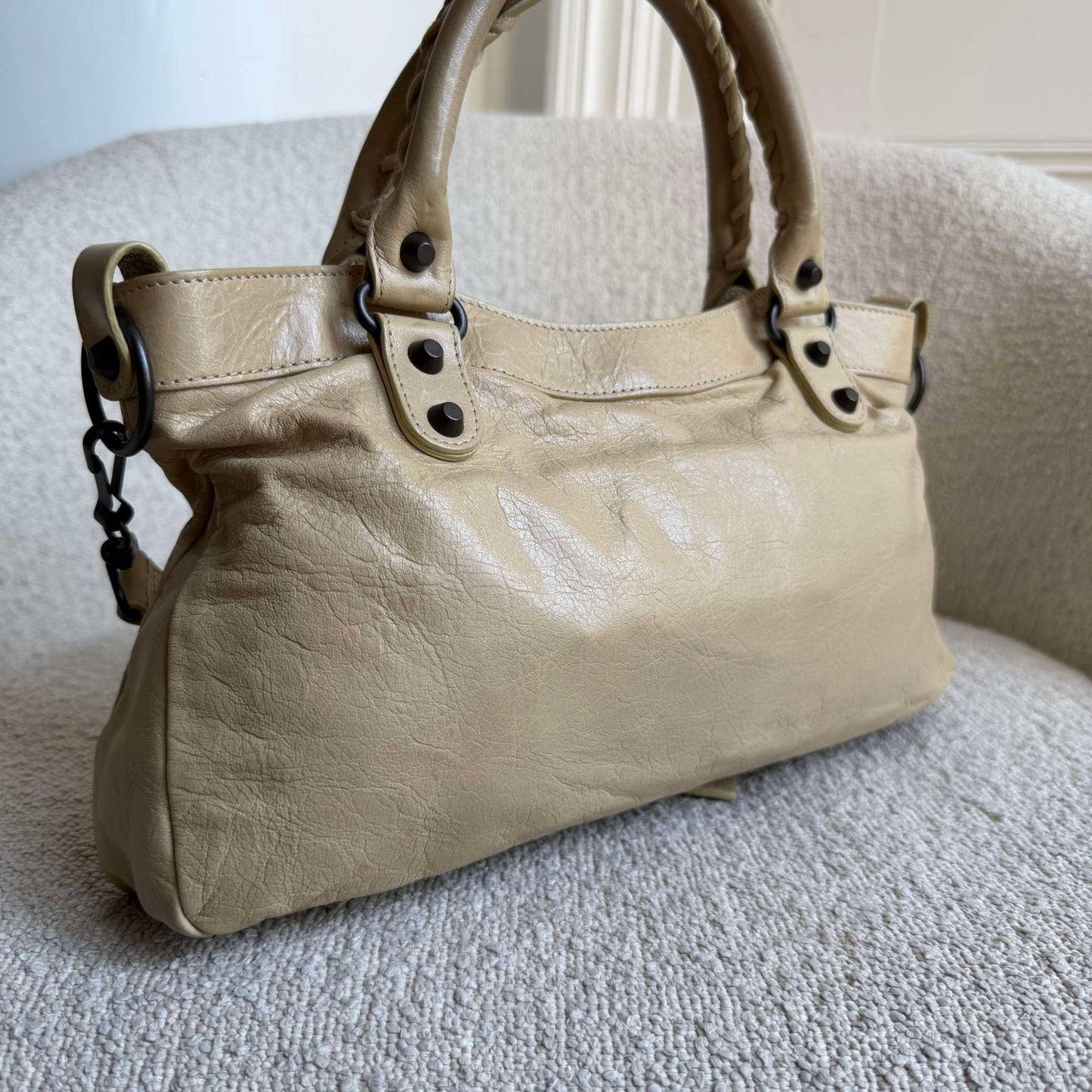 2013 Balenciaga First Cream Beige Leather Handbag