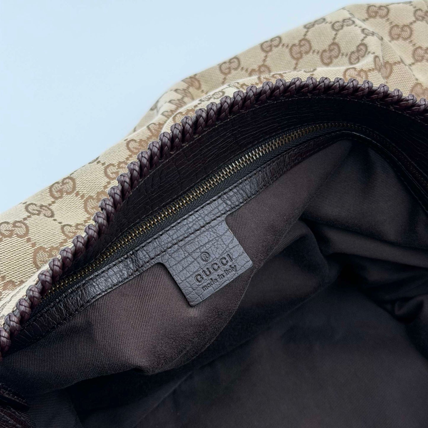 RARE Gucci GG Canvas Horsebit Large Hobo Brown Shoulder Bag