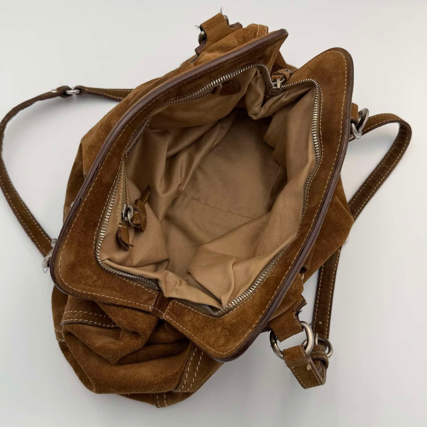 2000s Miu Miu Suede Brown Shoulder Bag