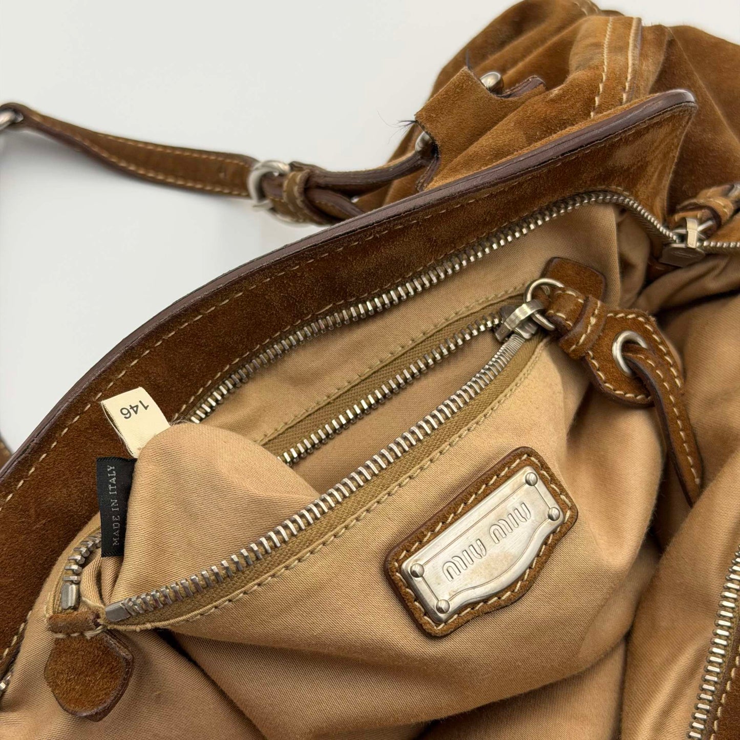 2000s Miu Miu Suede Brown Shoulder Bag