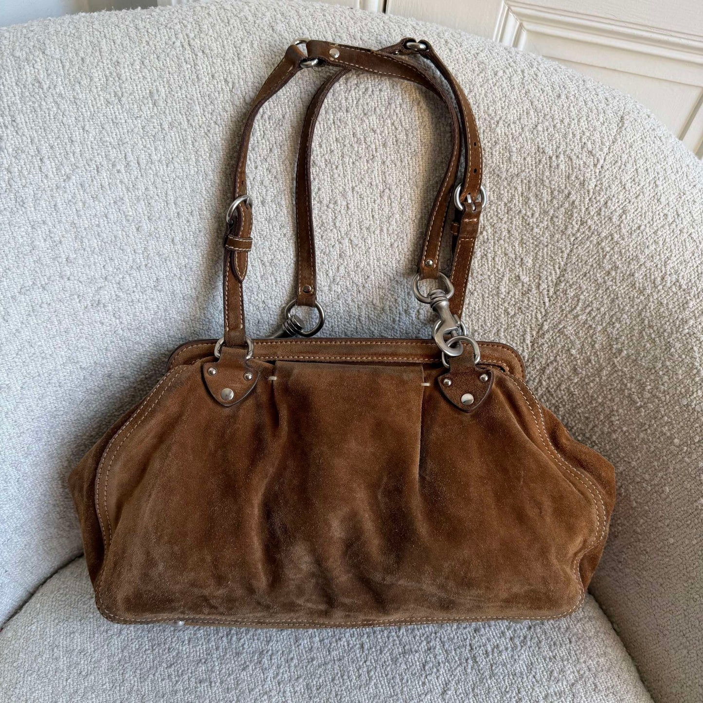 2000s Miu Miu Suede Brown Shoulder Bag