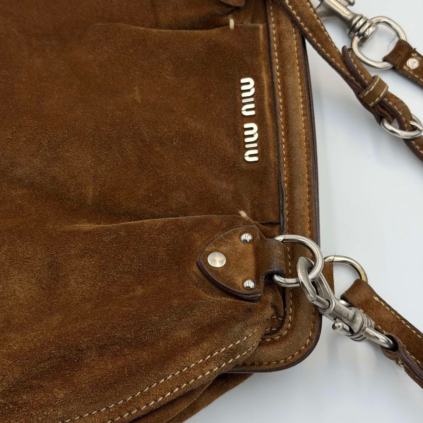 2000s Miu Miu Suede Brown Shoulder Bag