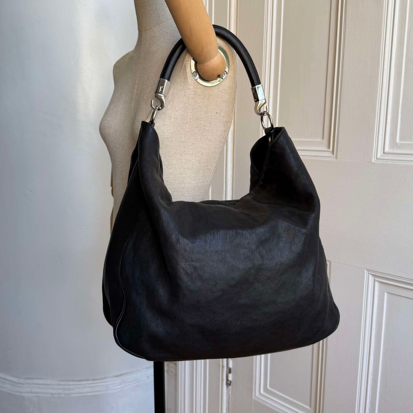 YSL Roady Hobo Leather Black Shoulder Bag