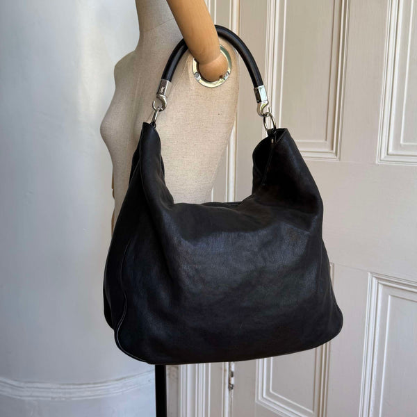 YSL Roady Hobo Leather Black Shoulder Bag