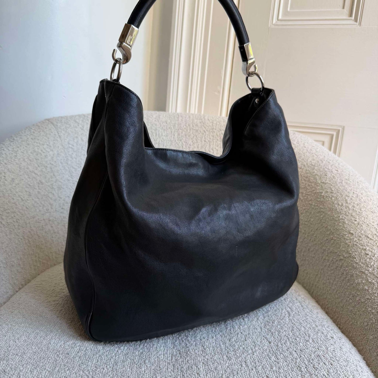 YSL Roady Hobo Leather Black Shoulder Bag