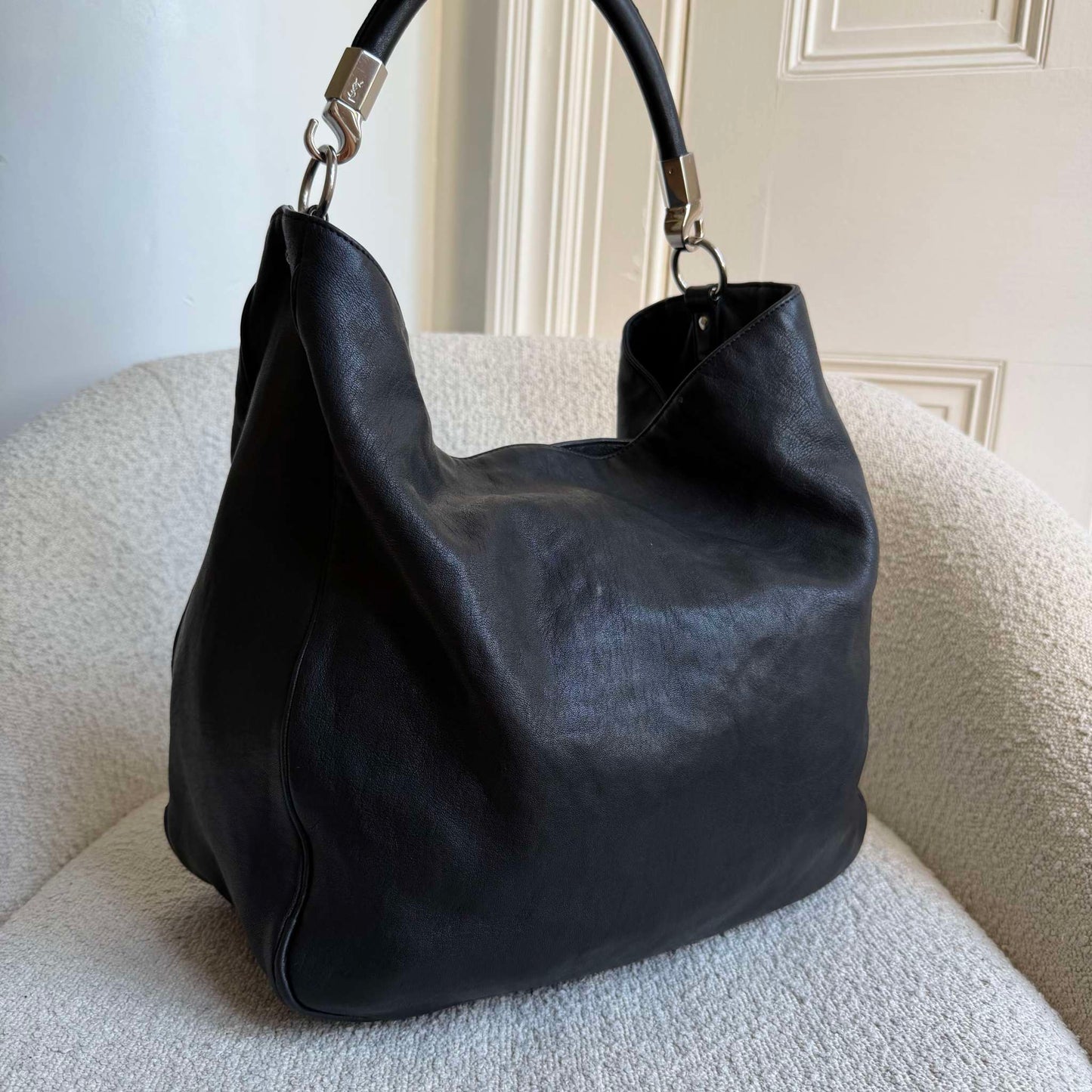 YSL Roady Hobo Leather Black Shoulder Bag