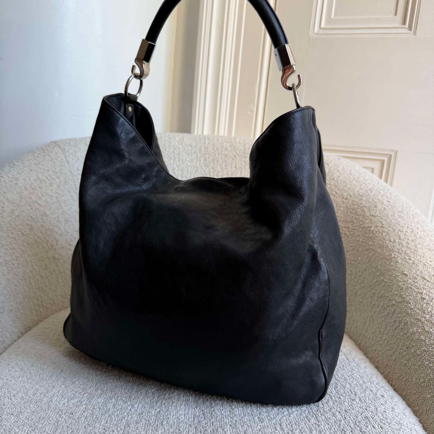 YSL Roady Hobo Leather Black Shoulder Bag