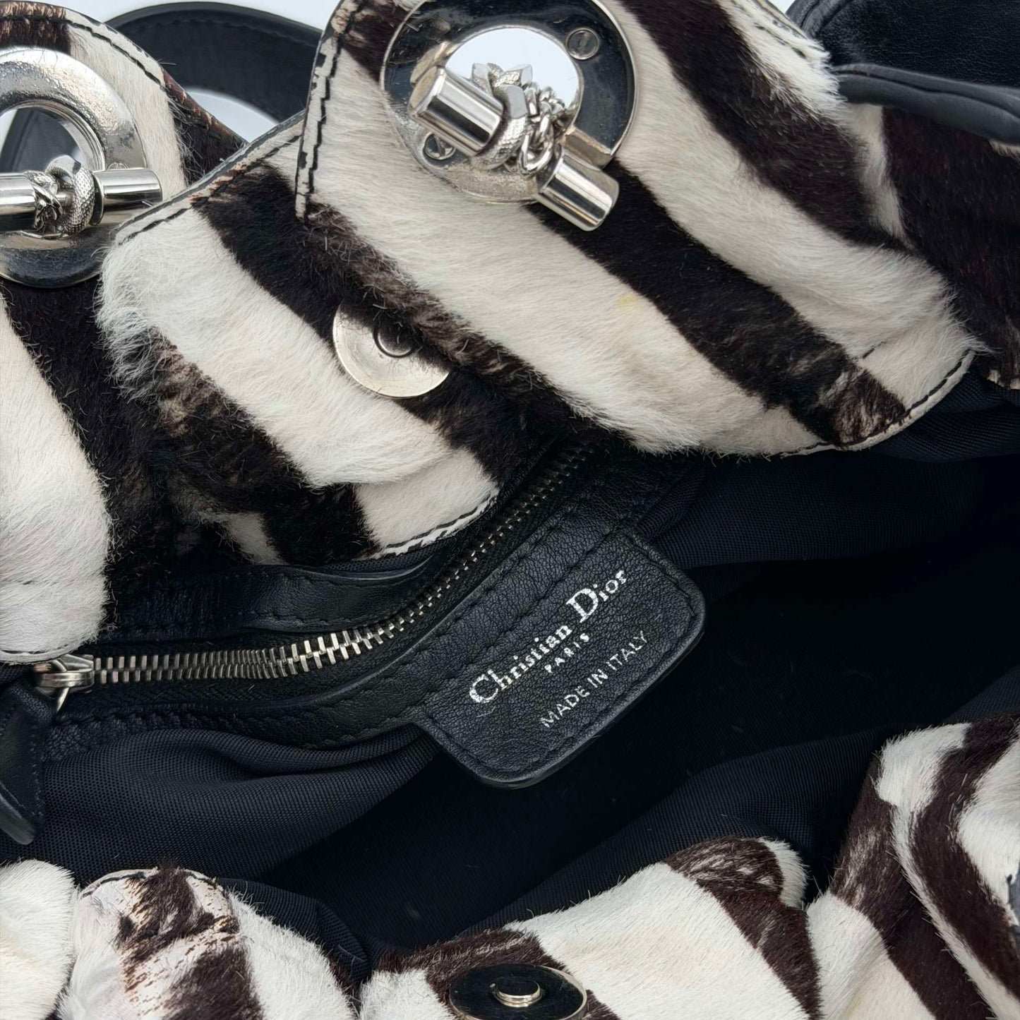 Dior Cannage Le Trente Ponyhair Zebra Black Leather Handbag