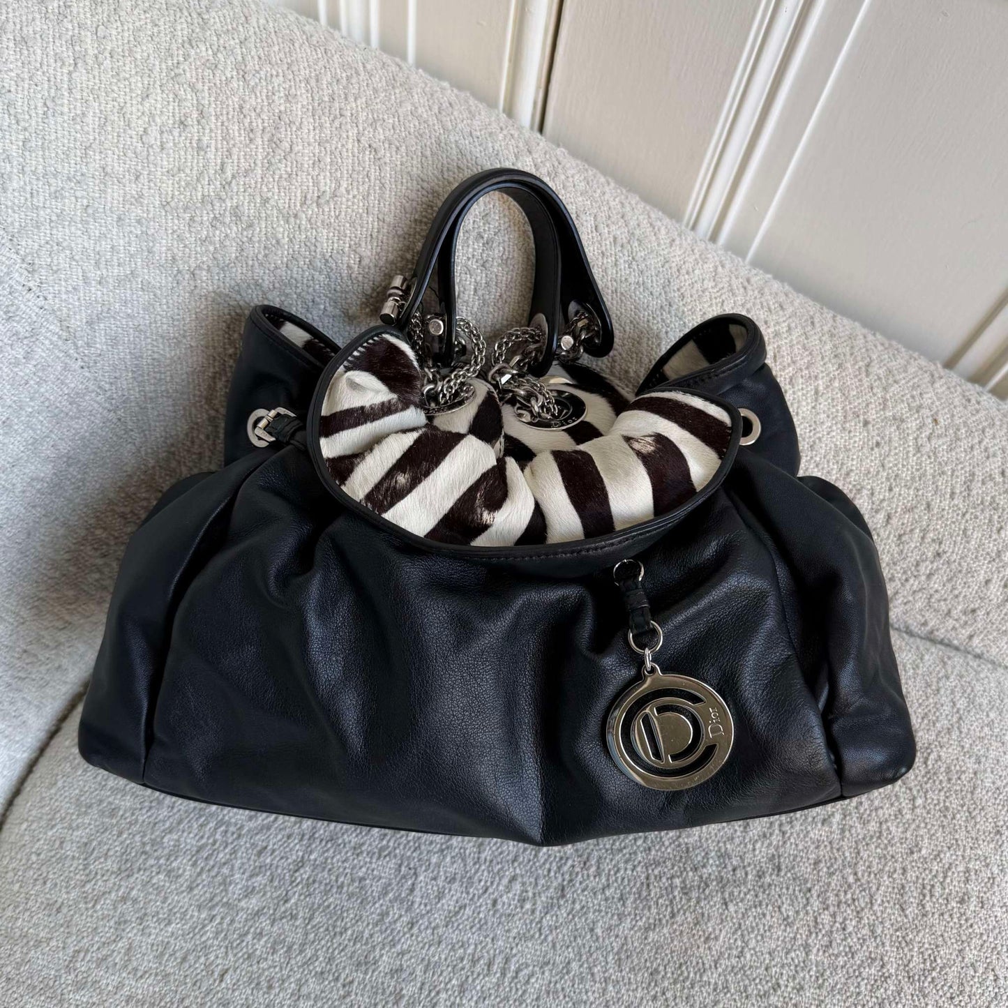 Dior Cannage Le Trente Ponyhair Zebra Black Leather Handbag