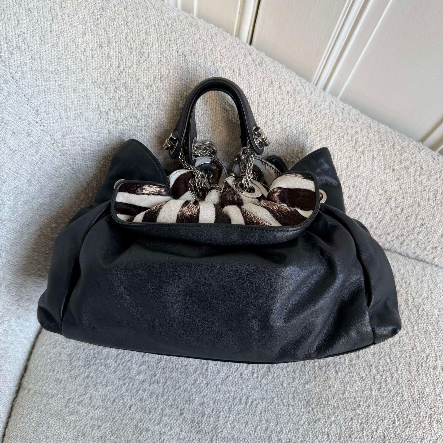 Dior Cannage Le Trente Ponyhair Zebra Black Leather Handbag