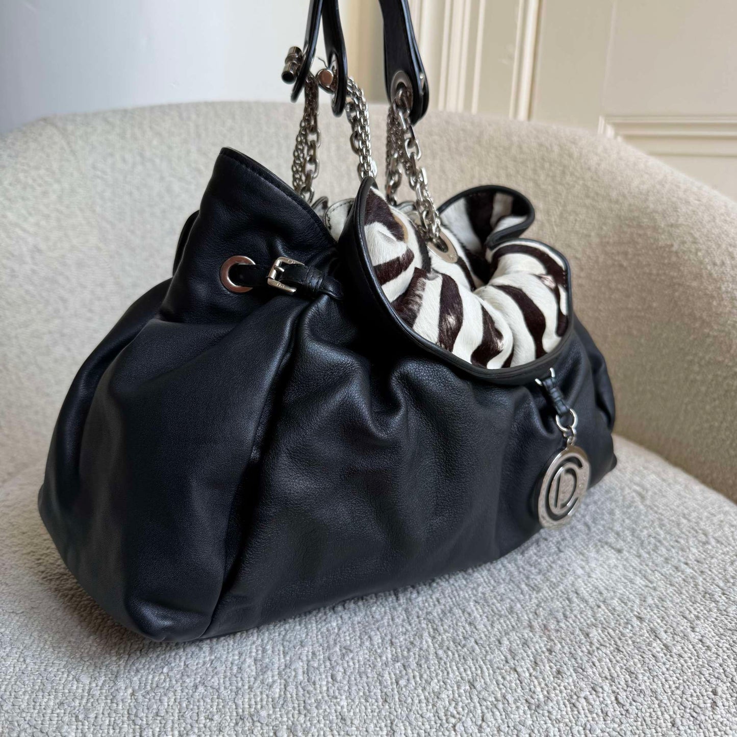 Dior Cannage Le Trente Ponyhair Zebra Black Leather Handbag