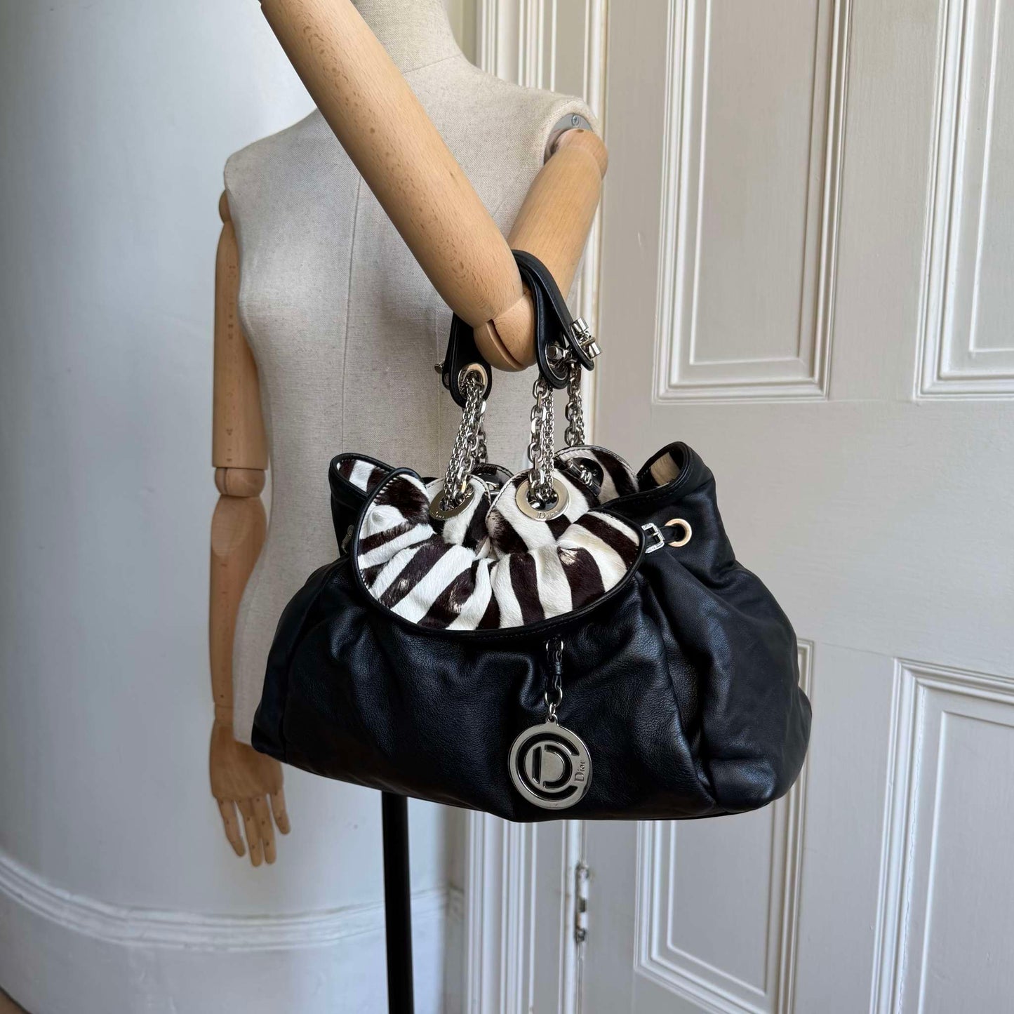 Dior Cannage Le Trente Ponyhair Zebra Black Leather Handbag
