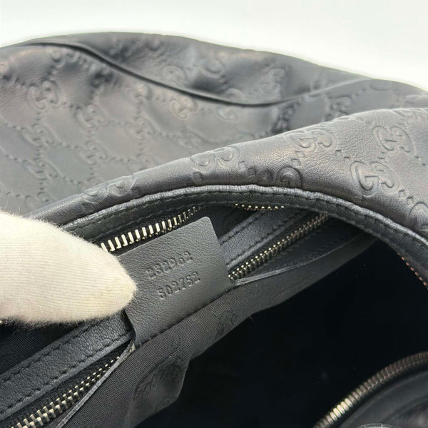 Gucci Guccissima Twins Hobo Black Leather Shoulder Bag