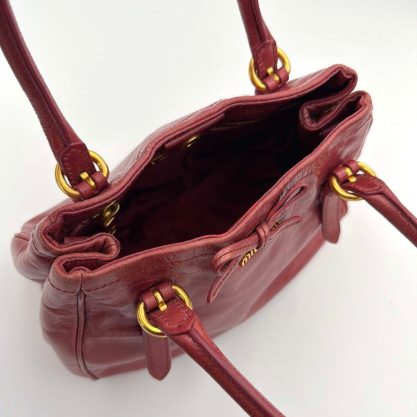 Miu Miu Vitello Bow Pink Leather Handbag