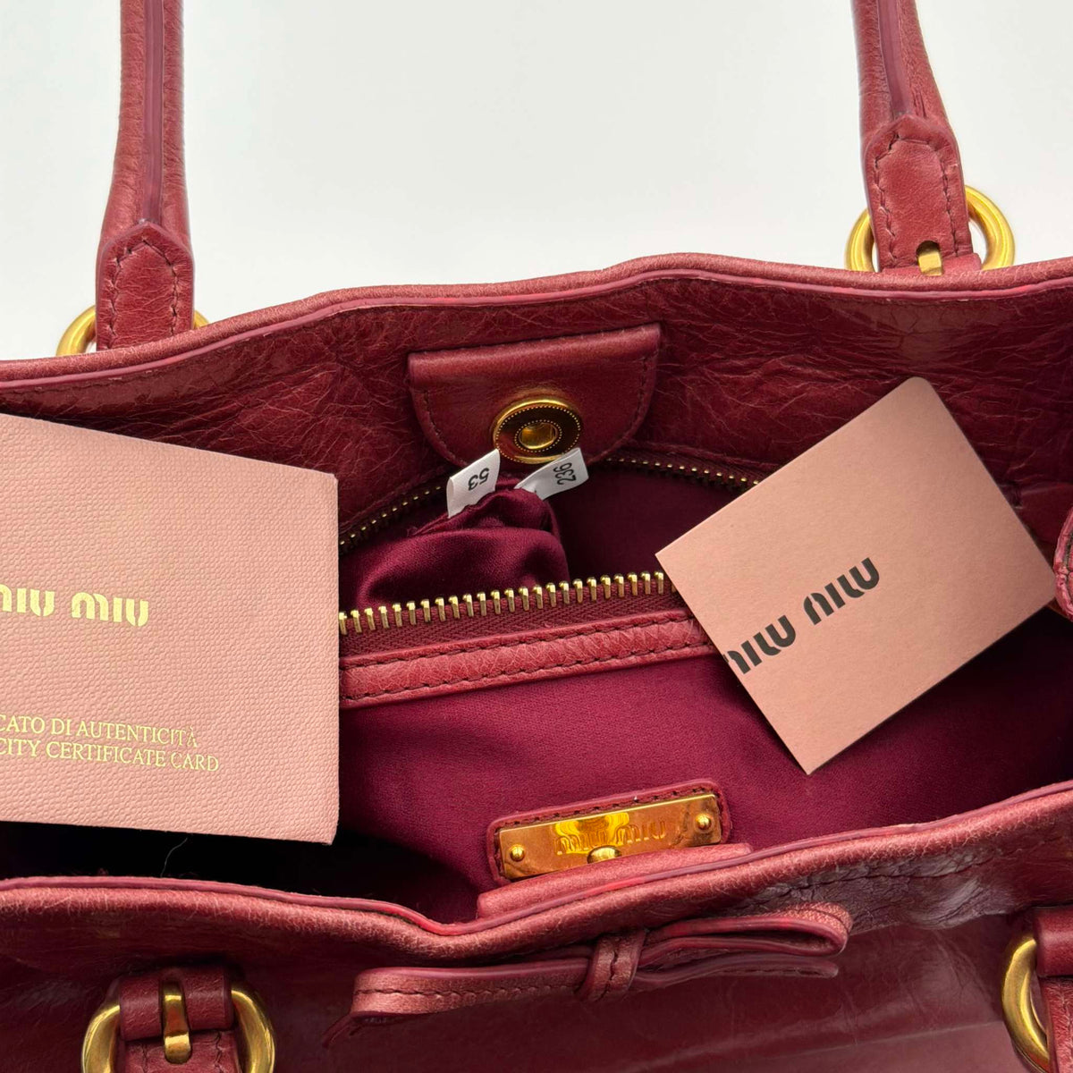 Miu Miu Vitello Bow Pink Leather Handbag