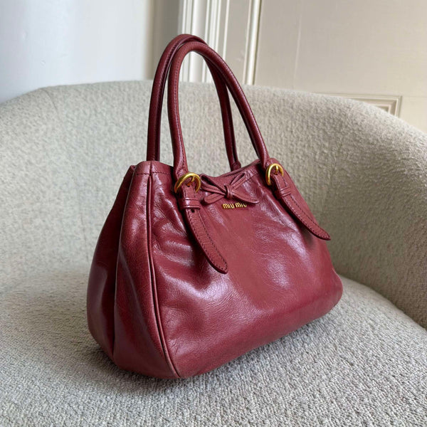 Miu Miu Vitello Bow Pink Leather Handbag