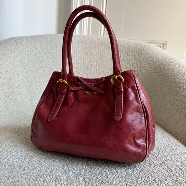 Miu Miu Vitello Bow Pink Leather Handbag