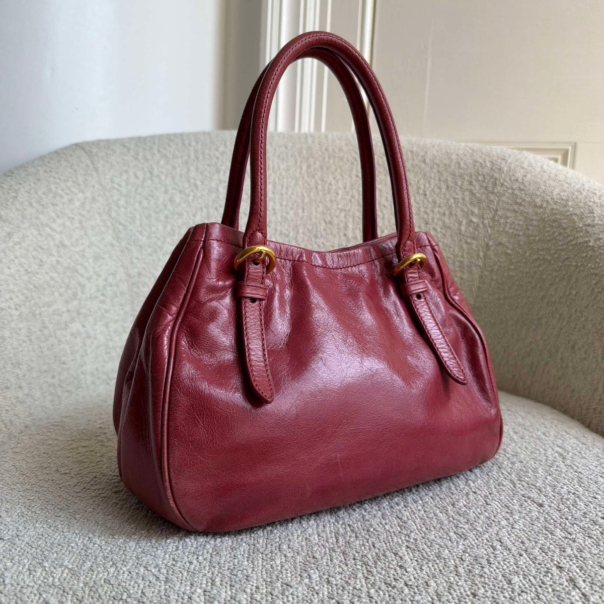 Miu Miu Vitello Bow Pink Leather Handbag