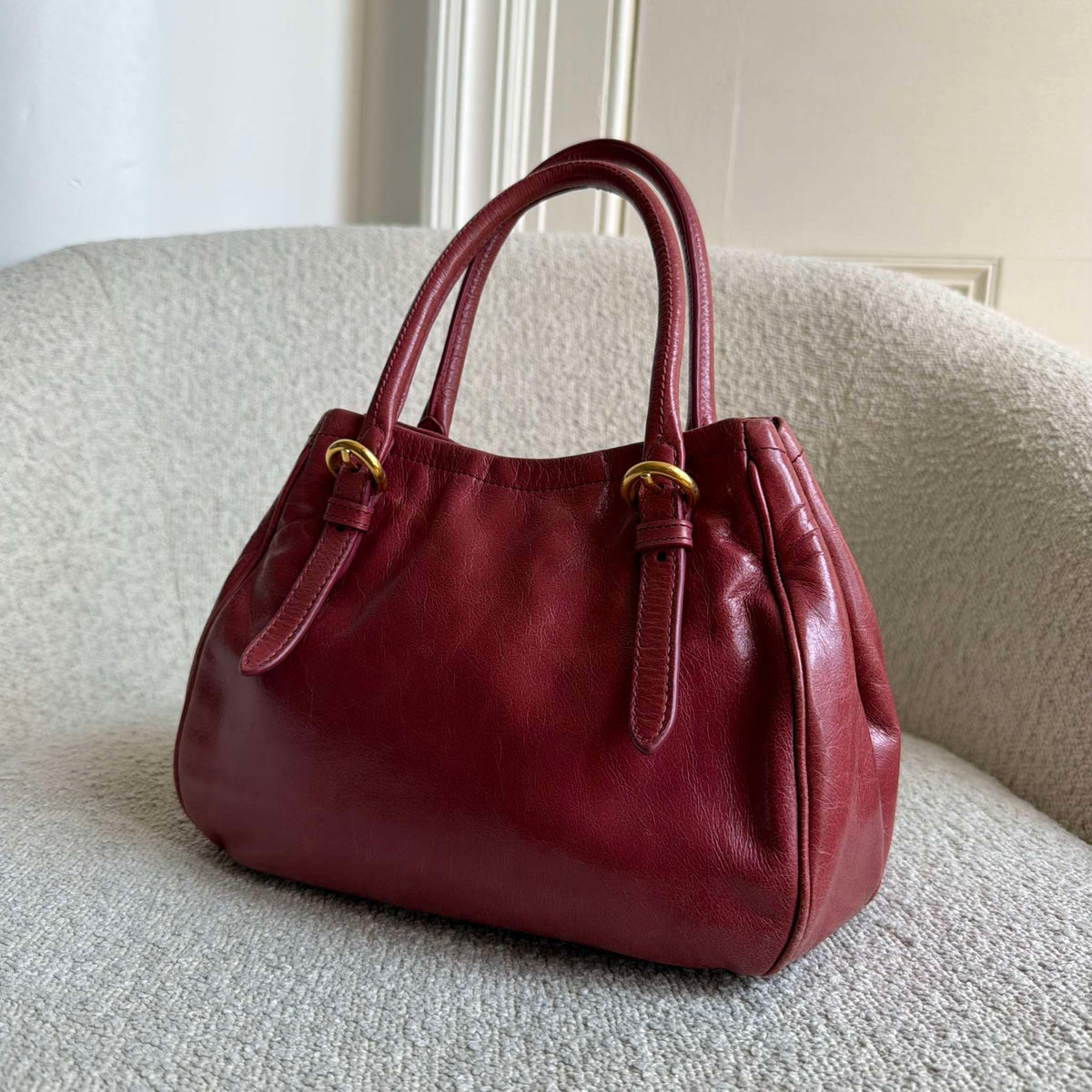 Miu Miu Vitello Bow Pink Leather Handbag
