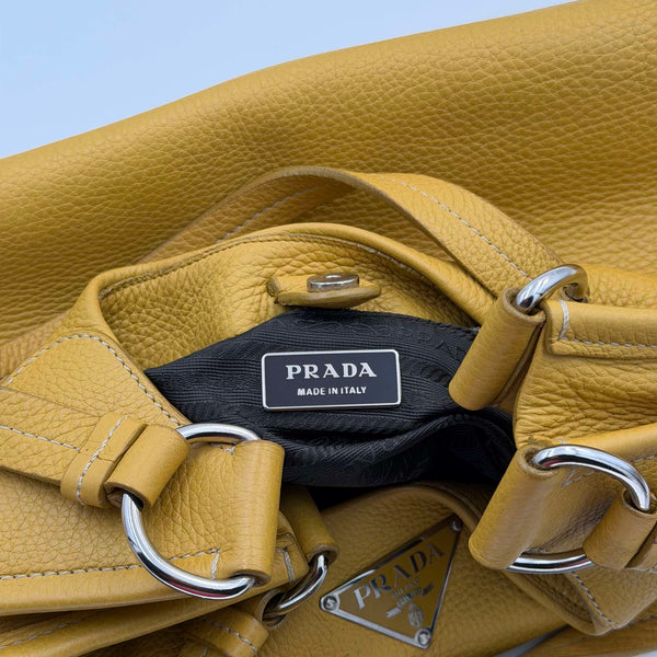 Prada Vitello Daino Yellow Shoulder Bag