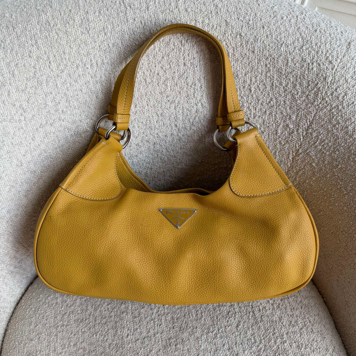 Prada Vitello Daino Yellow Shoulder Bag
