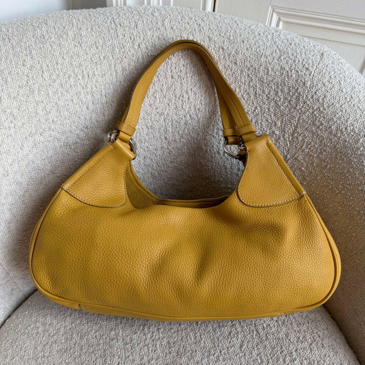 Prada Vitello Daino Yellow Shoulder Bag