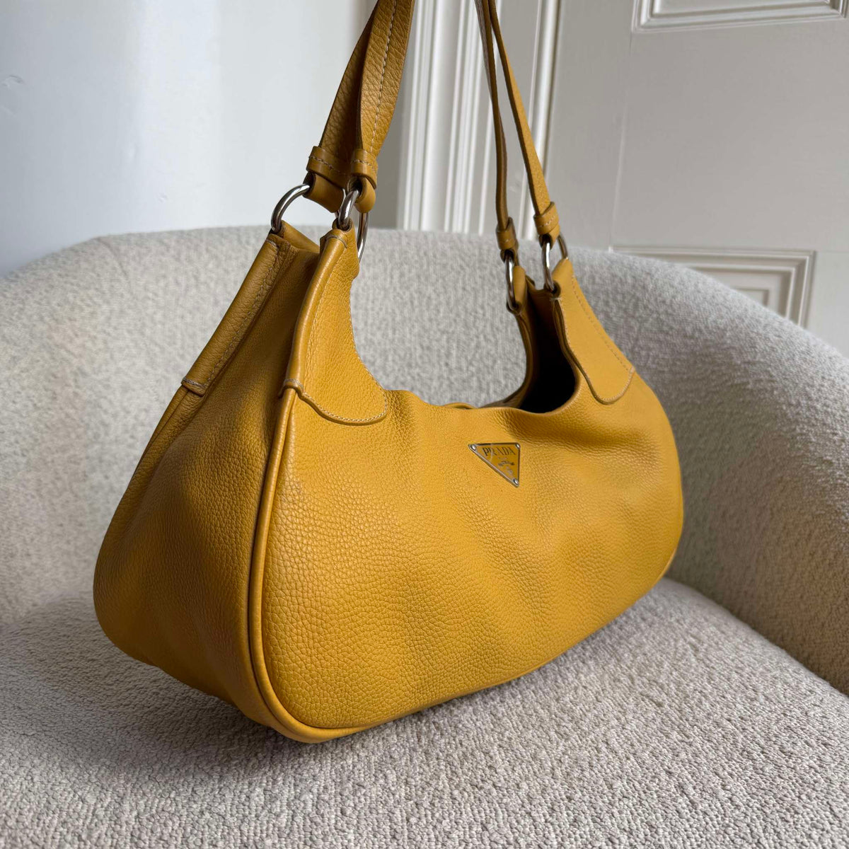 Prada Vitello Daino Yellow Shoulder Bag