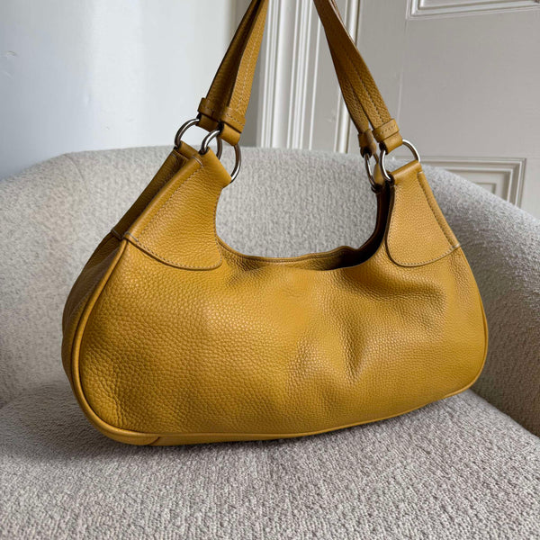 Prada Vitello Daino Yellow Shoulder Bag